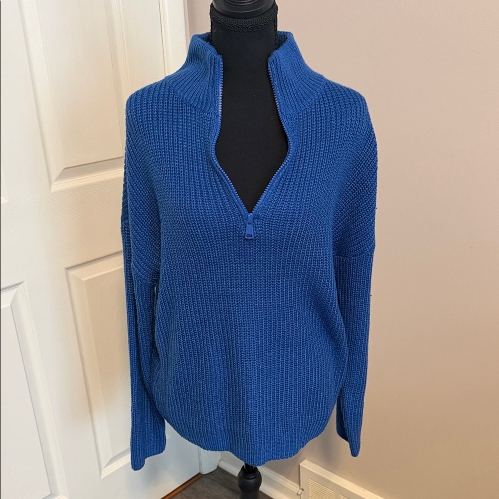 Blue Half-Zip Women's Sweater